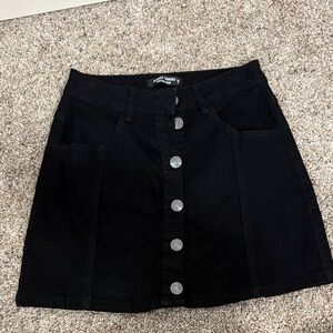 Black Denim Mini Skirt